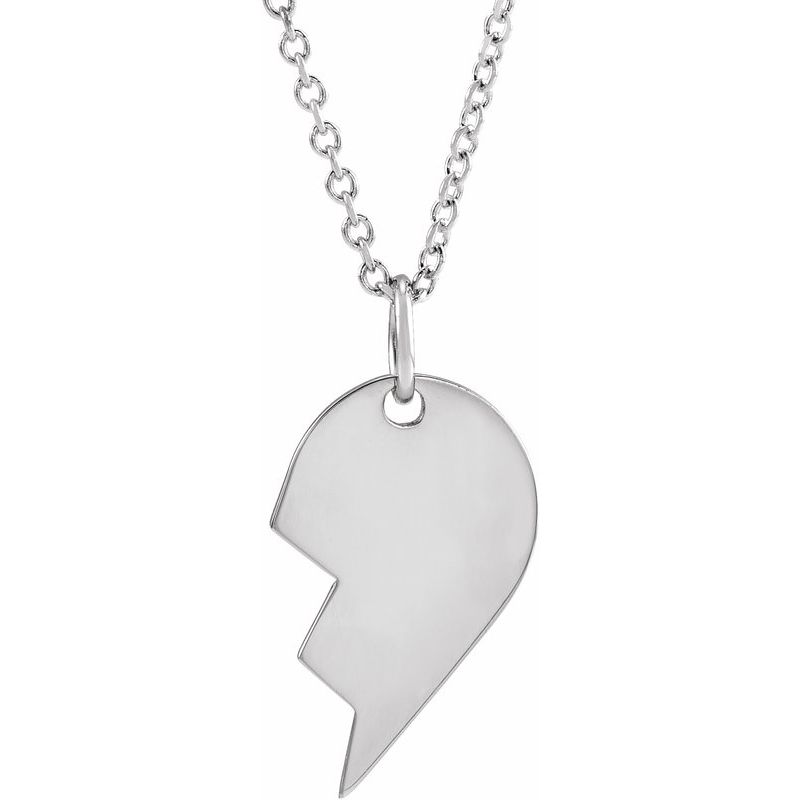 Engravable Broken Heart Necklace or Pendant