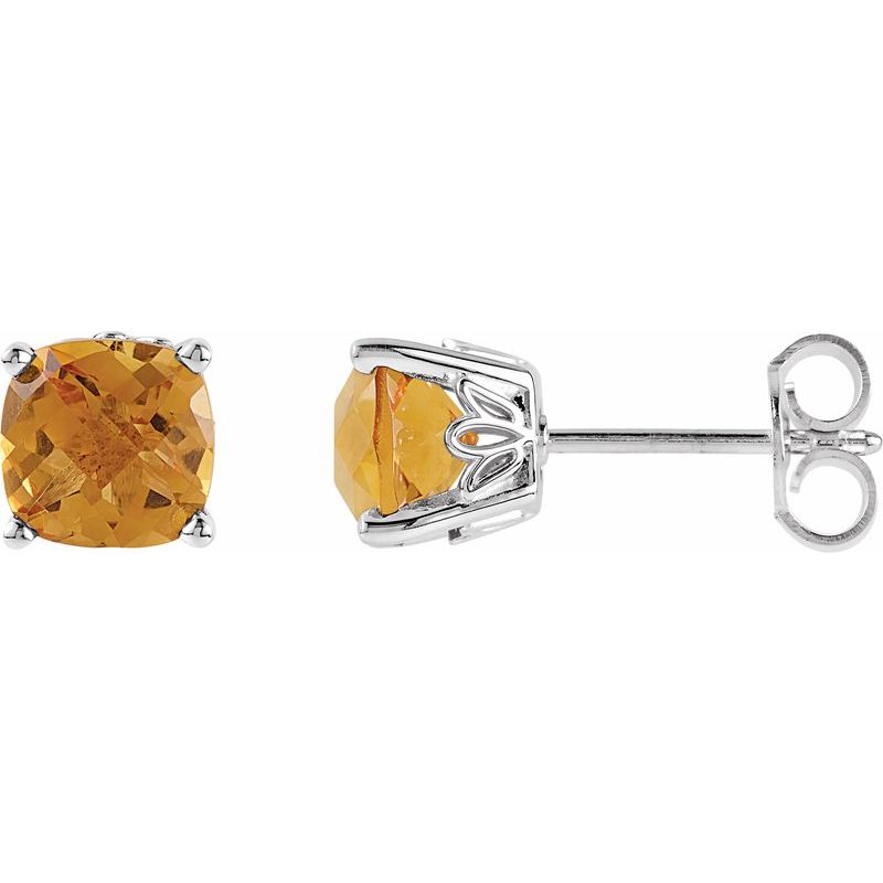 Solitaire Scroll Setting Stud Earrings No. 4