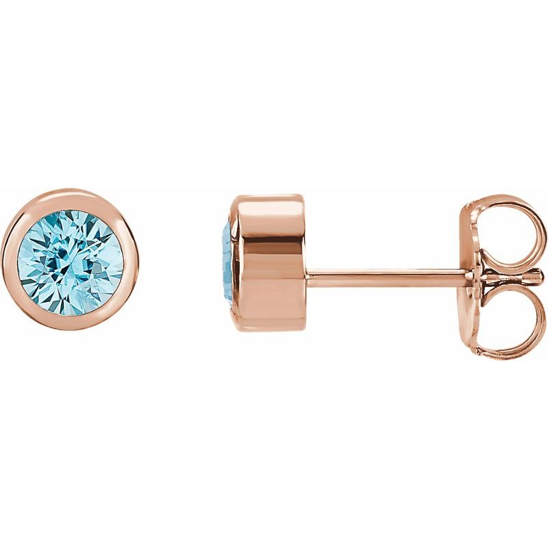 Round Bezel-Set Birthstone Stud Earrings