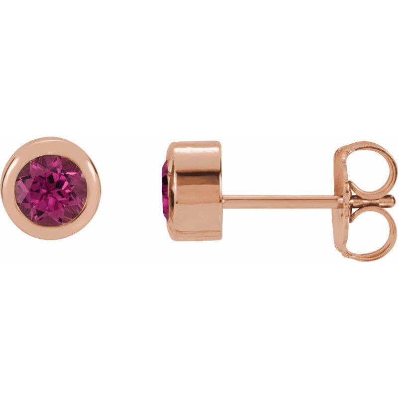 Round Bezel-Set Birthstone Stud Earrings