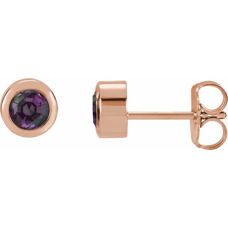Round Bezel-Set Birthstone Stud Earrings