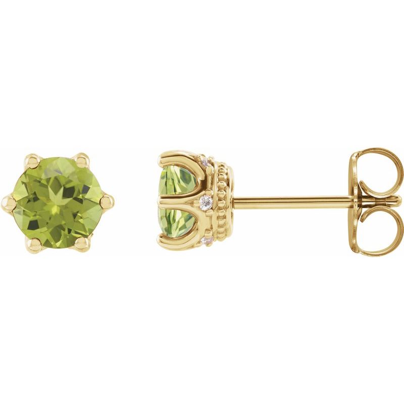 Round 6-Prong Accented Crown Stud Earrings