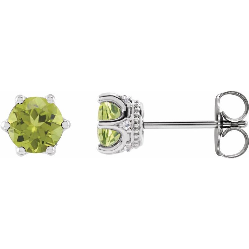 Round 6-Prong Accented Crown Stud Earrings