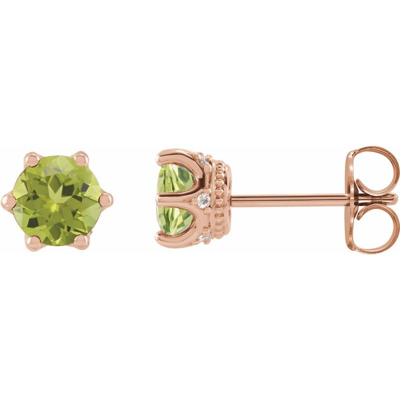 Round 6-Prong Accented Crown Stud Earrings