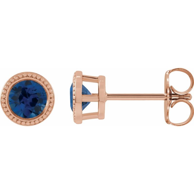 Round Bezel-Set Stud Earrings