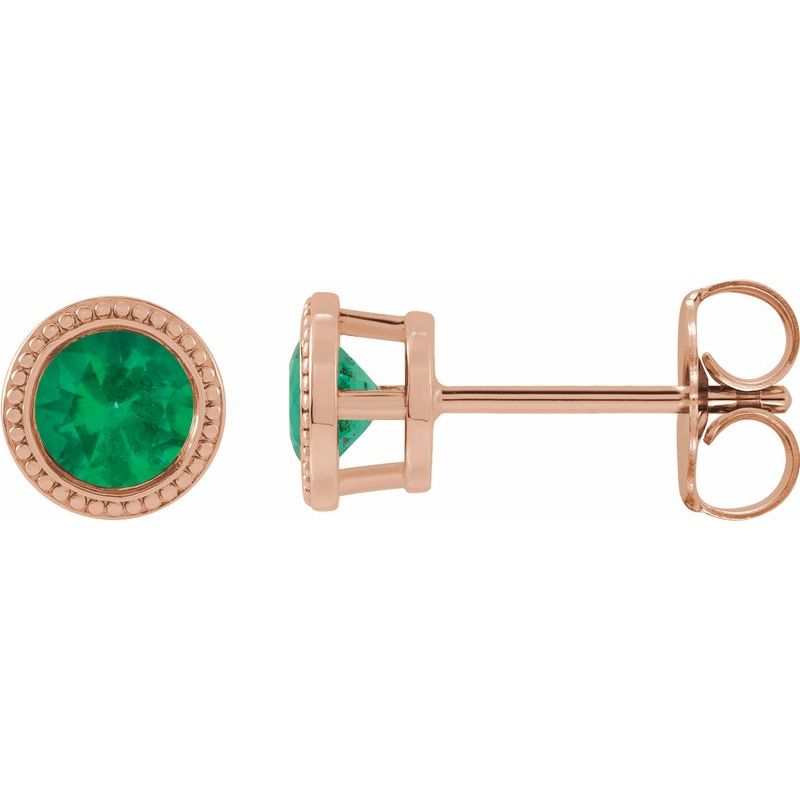 Round Bezel-Set Stud Earrings