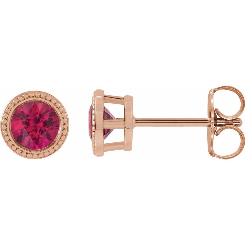 Round Bezel-Set Stud Earrings