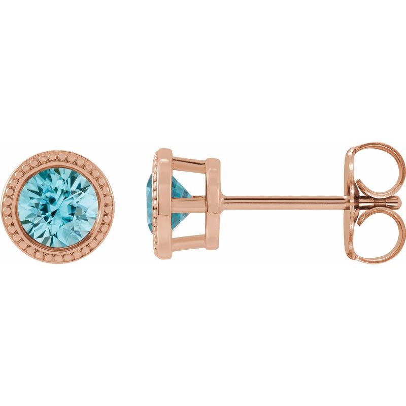 Round Bezel-Set Stud Earrings