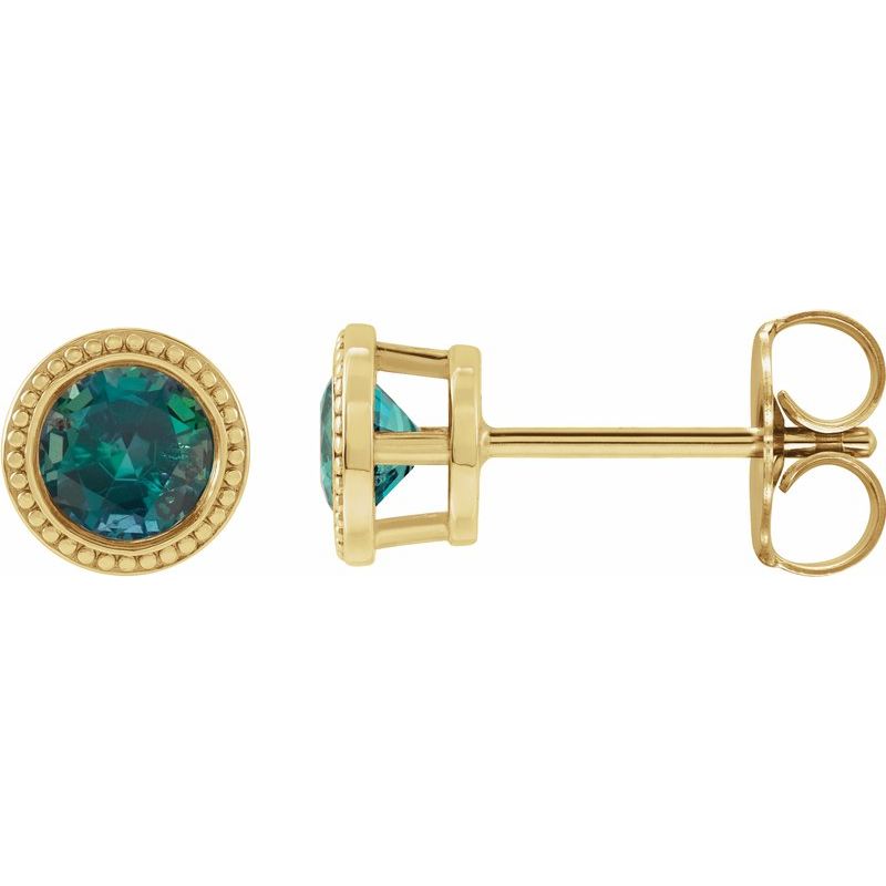 Round Bezel-Set Stud Earrings