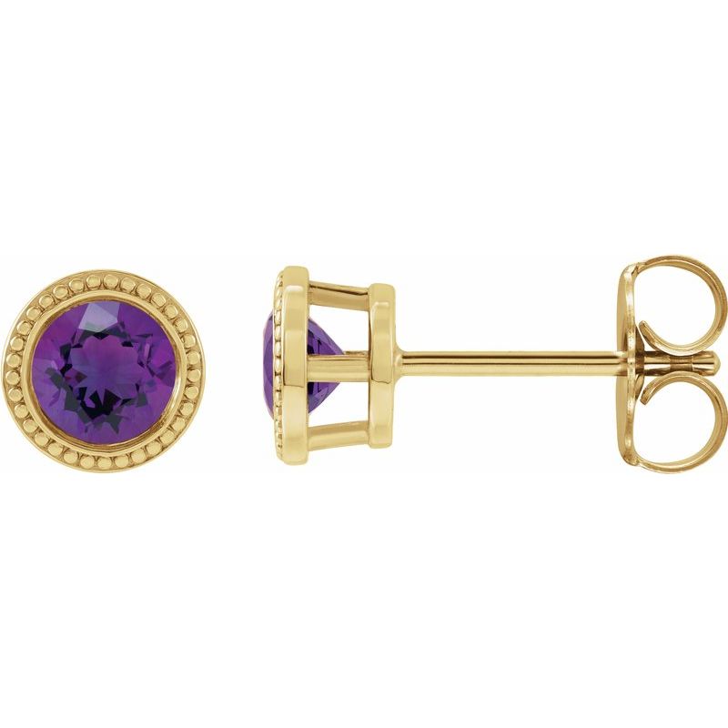 Round Bezel-Set Stud Earrings