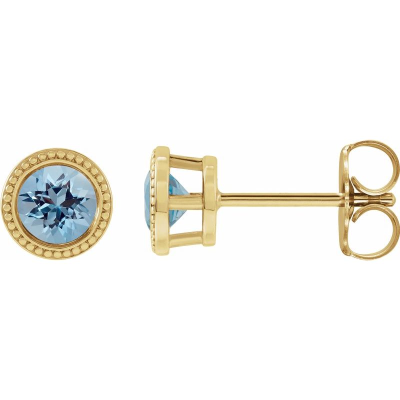 Round Bezel-Set Stud Earrings