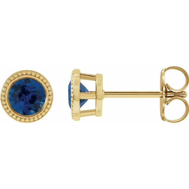 Round Bezel-Set Stud Earrings