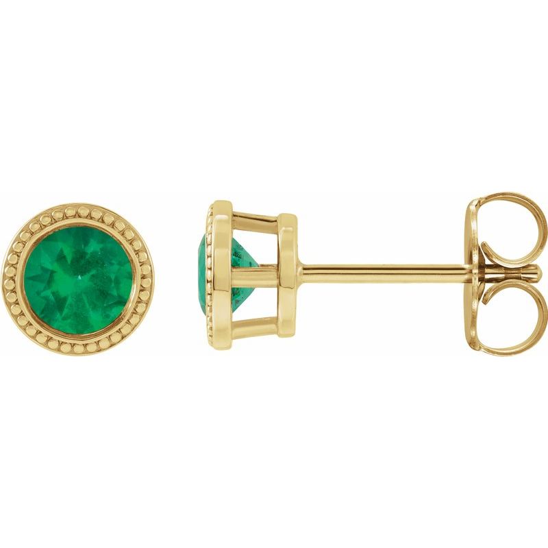 Round Bezel-Set Stud Earrings