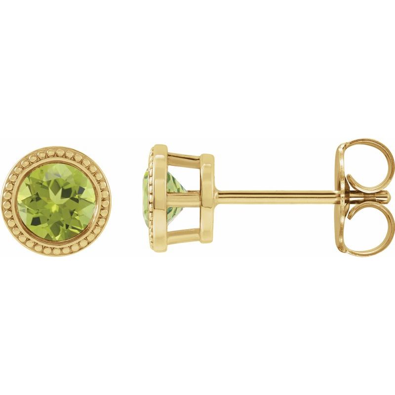 Round Bezel-Set Stud Earrings