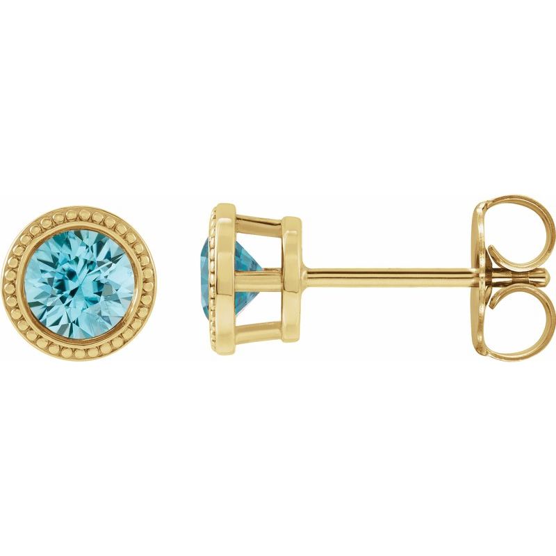 Round Bezel-Set Stud Earrings