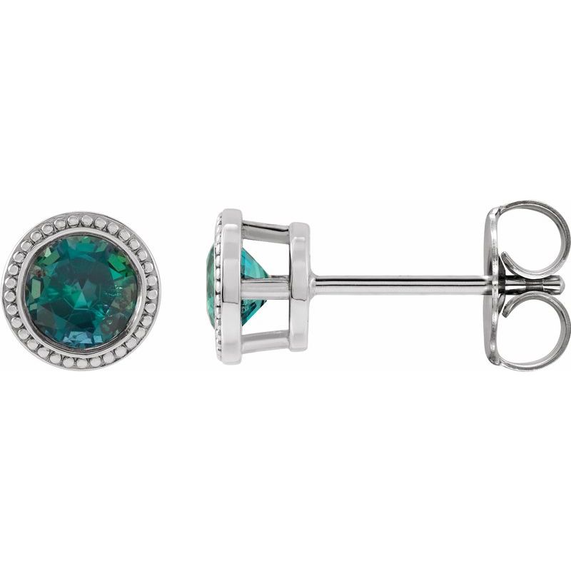 Round Bezel-Set Stud Earrings