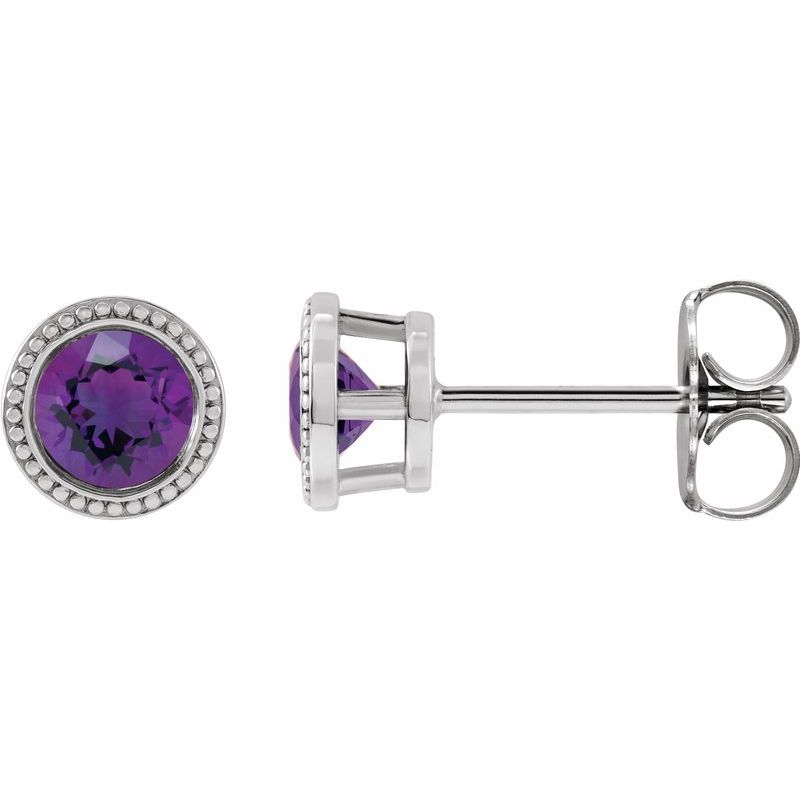 Round Bezel-Set Stud Earrings