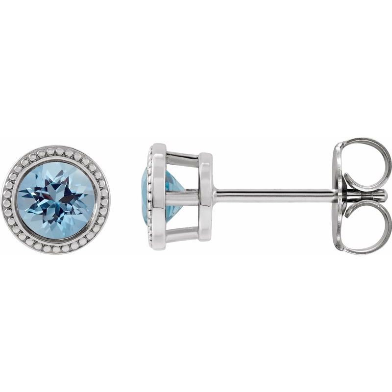 Round Bezel-Set Stud Earrings