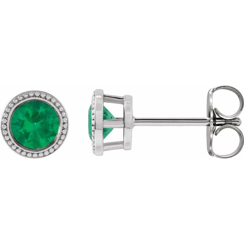 Round Bezel-Set Stud Earrings