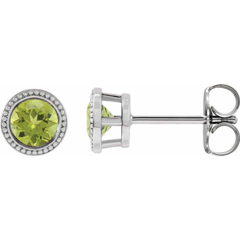 Round Bezel-Set Stud Earrings