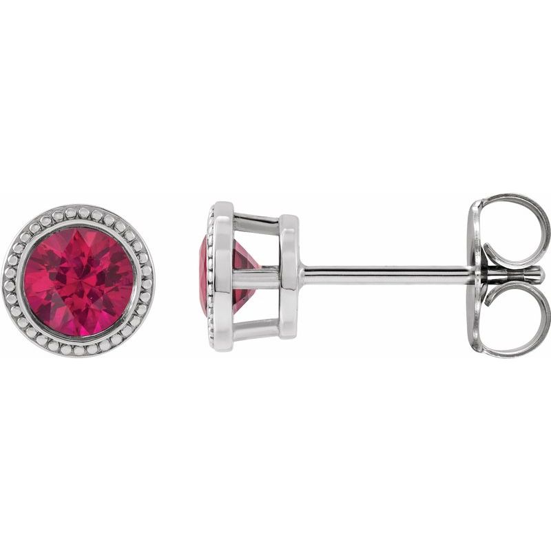 Round Bezel-Set Stud Earrings