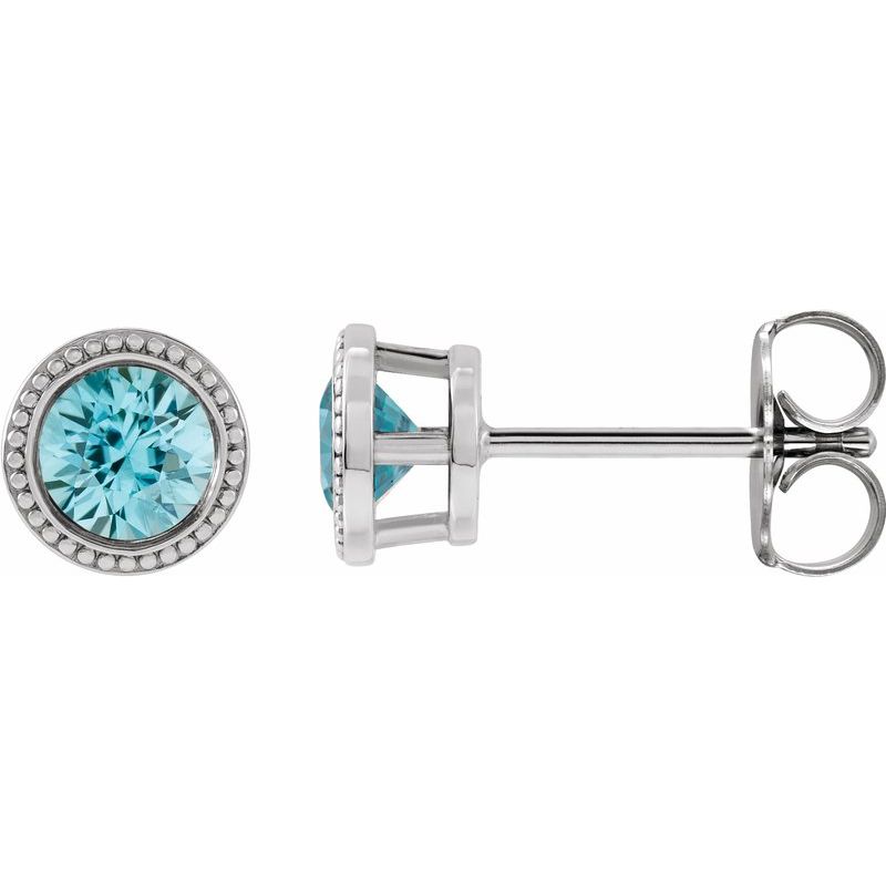 Round Bezel-Set Stud Earrings