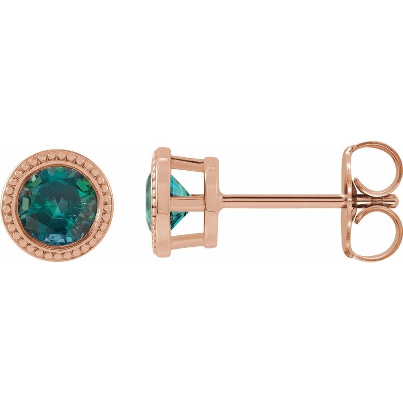 Round Bezel-Set Stud Earrings