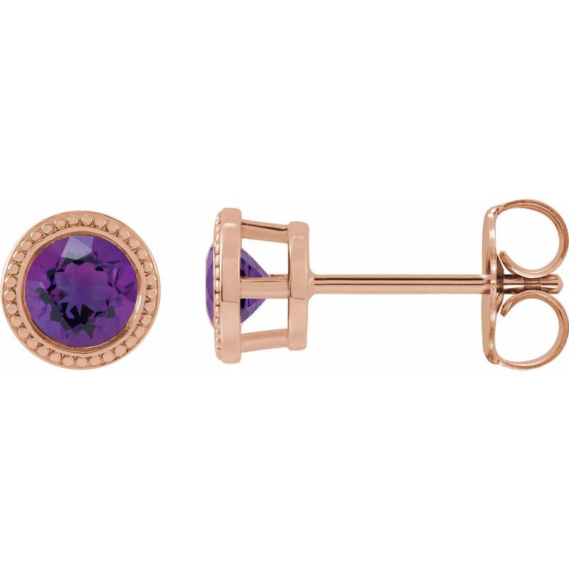 Round Bezel-Set Stud Earrings