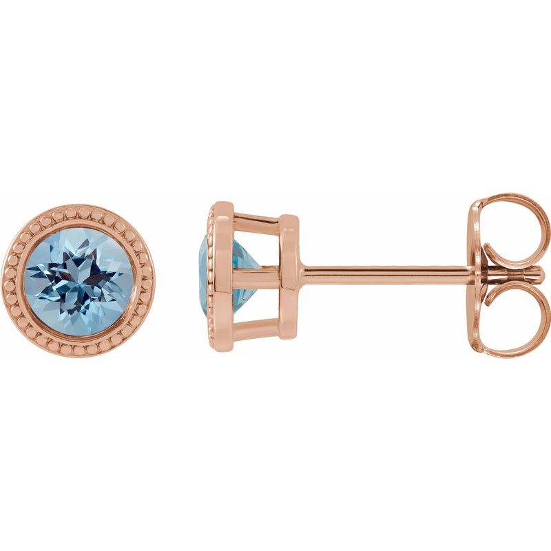 Round Bezel-Set Stud Earrings