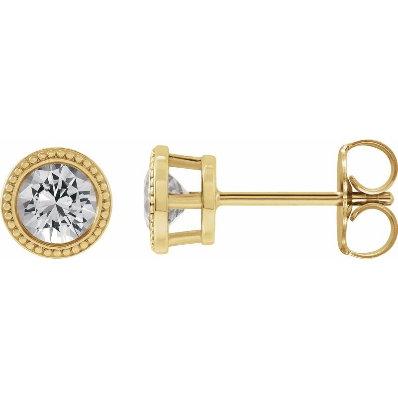 Round Bezel-Set Stud Earrings