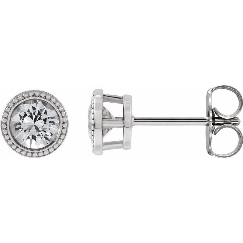 Round Bezel-Set Stud Earrings