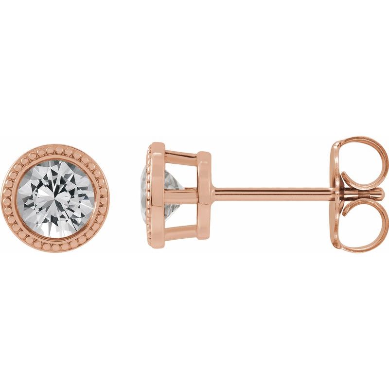 Round Bezel-Set Stud Earrings