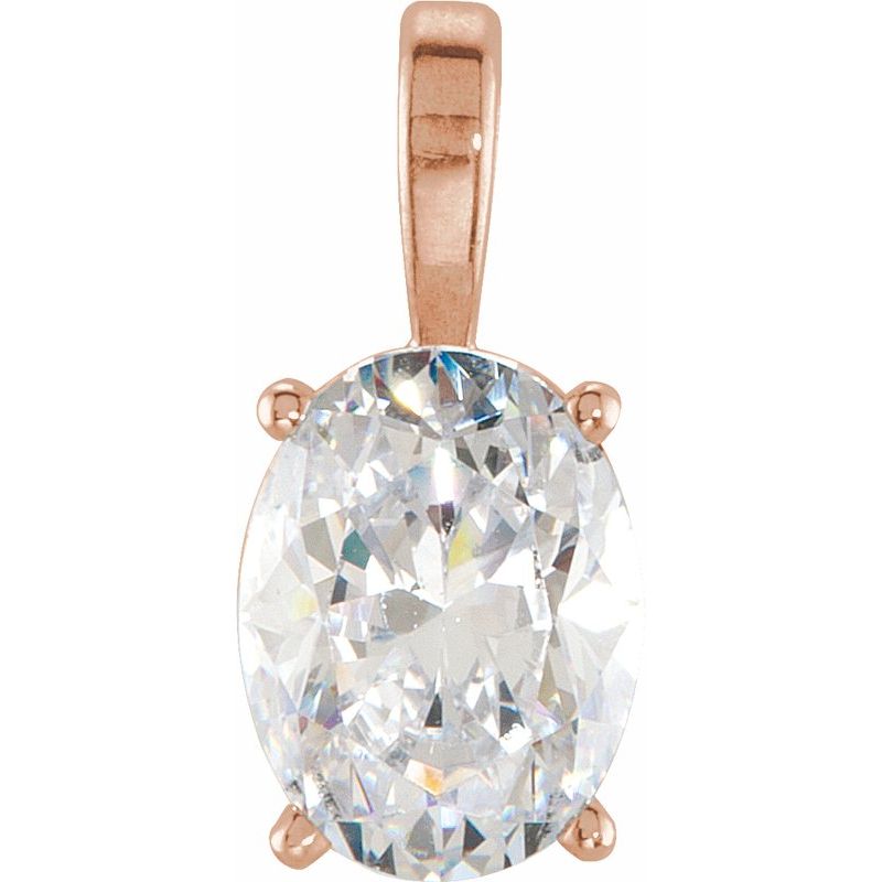 Lightweight Oval 4-Prong Solitaire Pendant