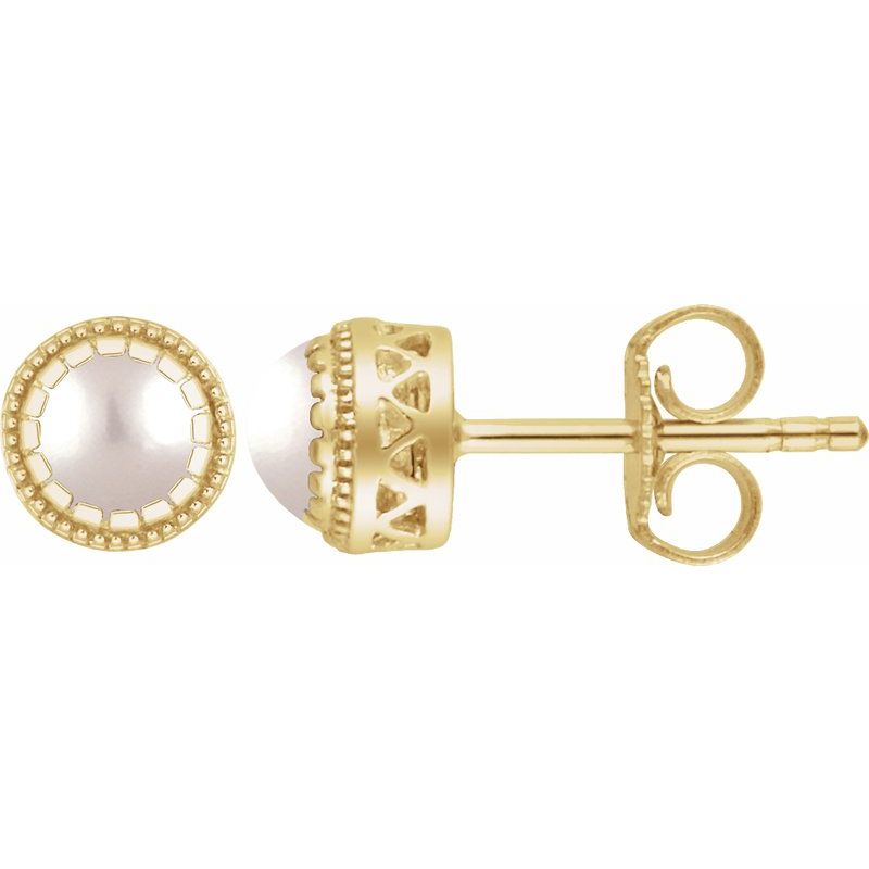 Milgrain Bezel-Set Birthstone Stud Earrings
