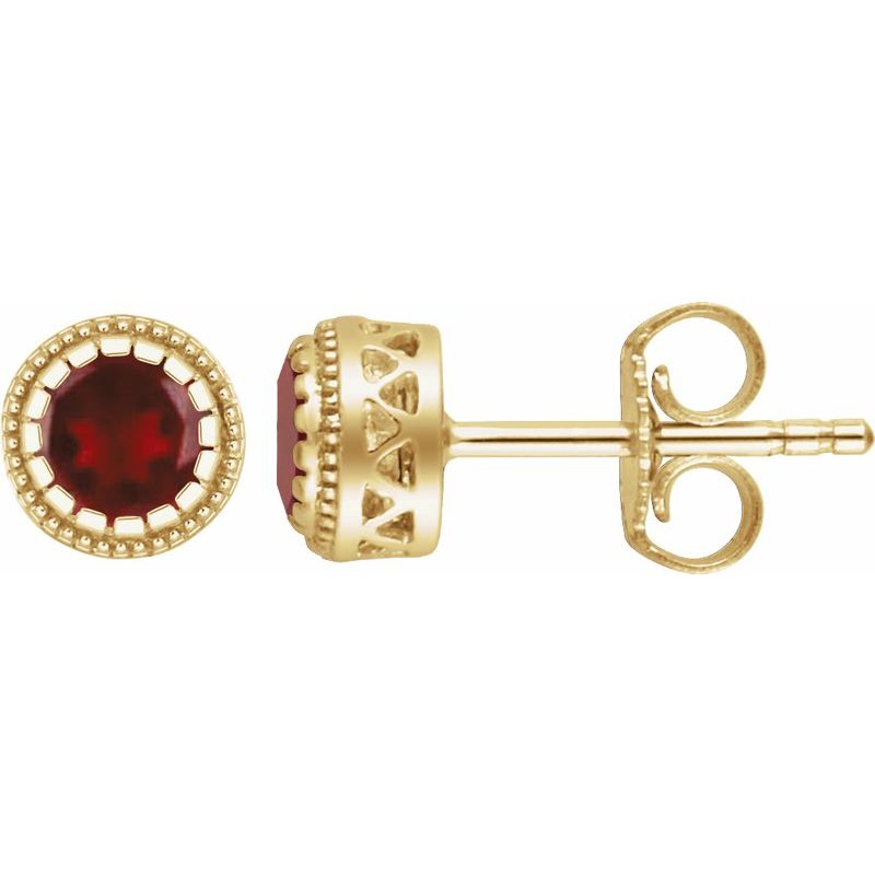 Milgrain Bezel-Set Birthstone Stud Earrings