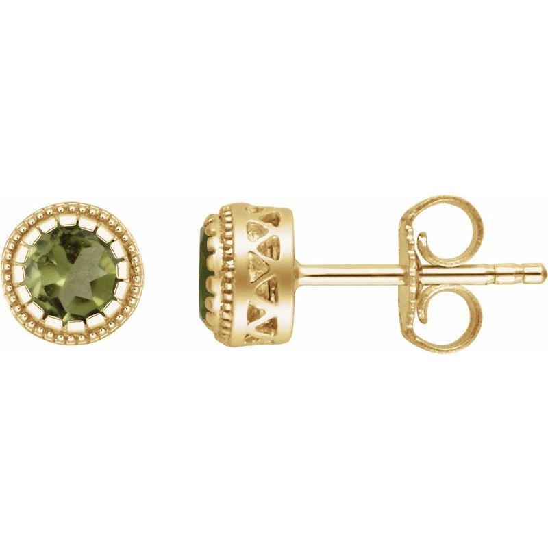 Milgrain Bezel-Set Birthstone Stud Earrings