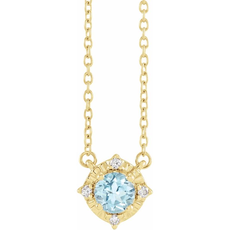 Birthstone Halo-Style Necklace — Natural & .04 ctw Diamond 18"