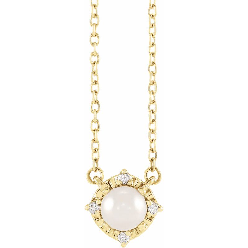 Birthstone Halo-Style Necklace — Natural & .04 ctw Diamond 18″
