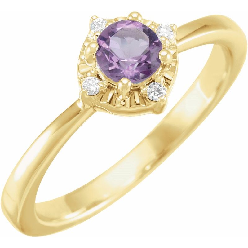 Halo-Style Birthstone Ring