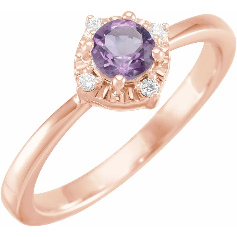 Halo-Style Birthstone Ring