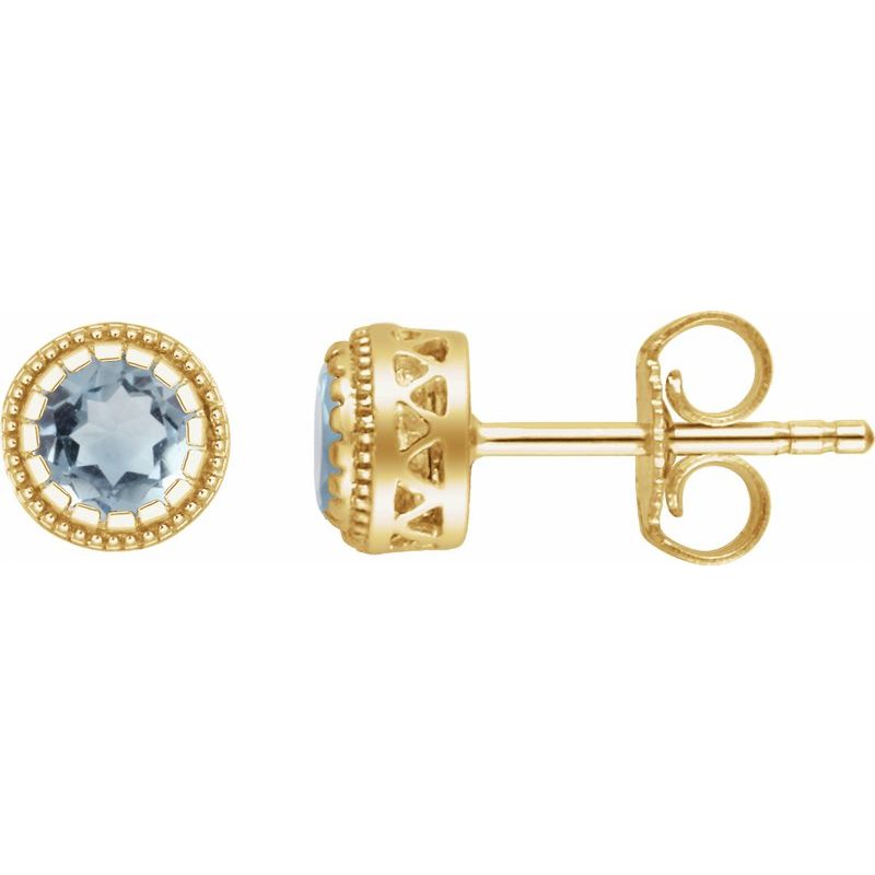 Milgrain Bezel-Set Birthstone Stud Earrings