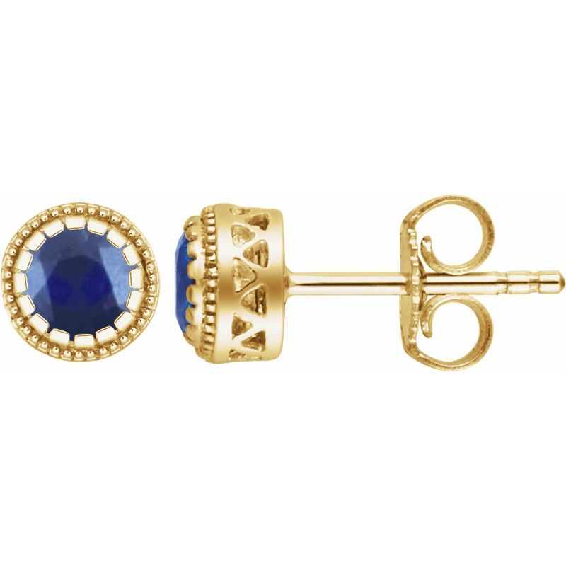 Milgrain Bezel-Set Birthstone Stud Earrings