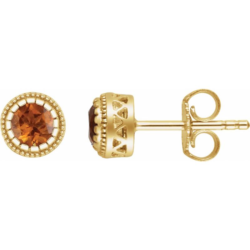 Milgrain Bezel-Set Birthstone Stud Earrings