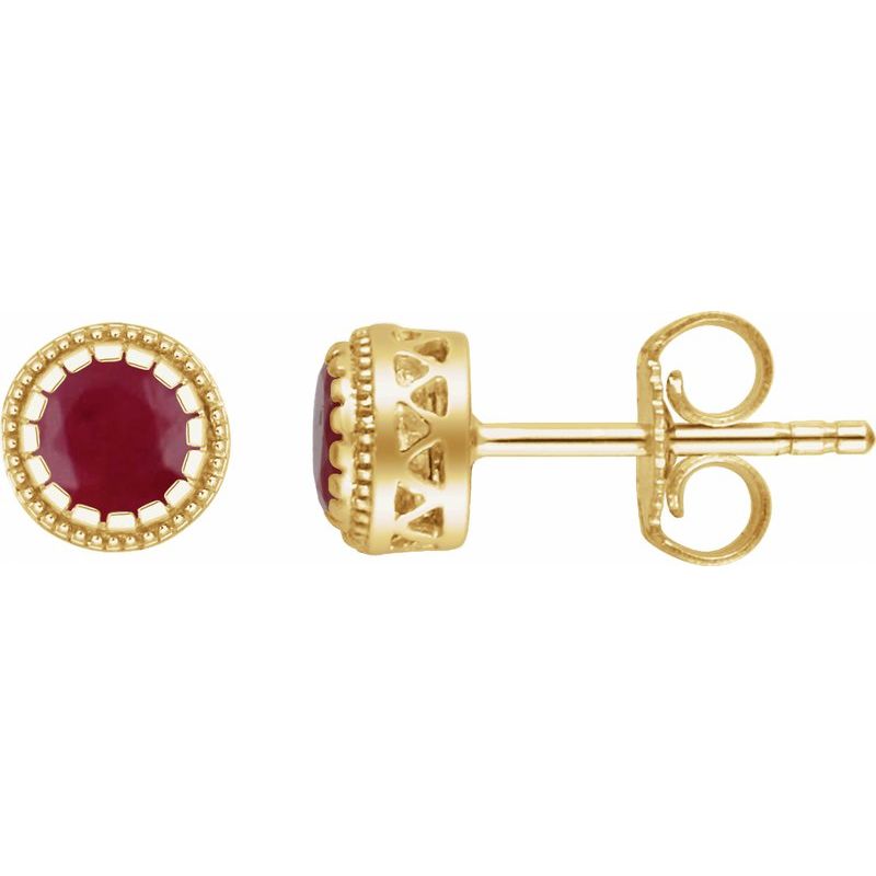Milgrain Bezel-Set Birthstone Stud Earrings