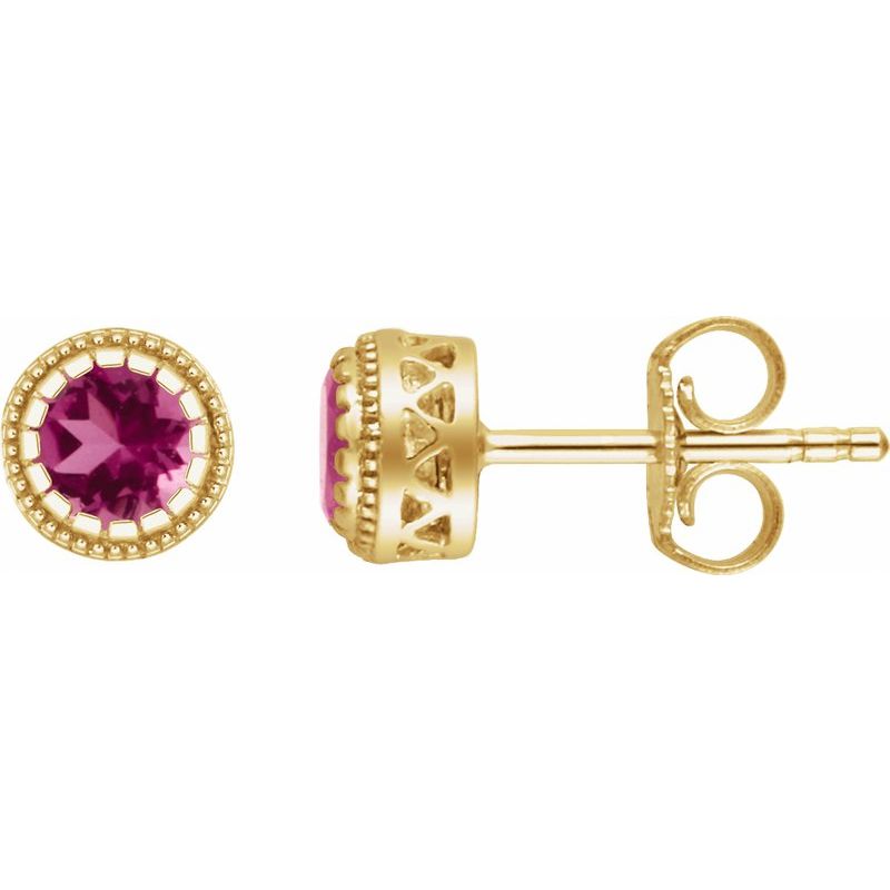 Milgrain Bezel-Set Birthstone Stud Earrings