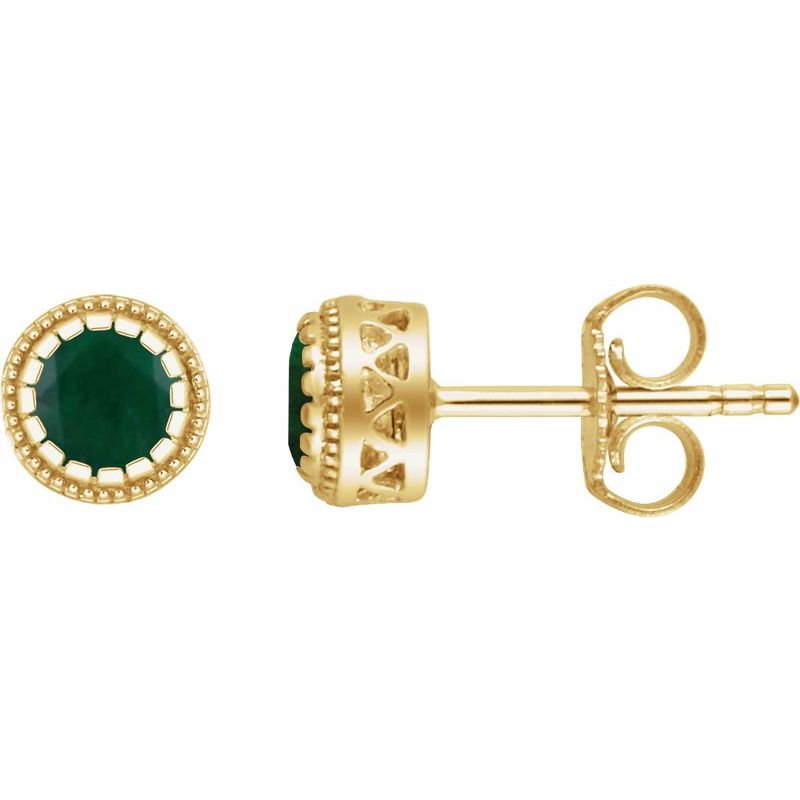 Milgrain Bezel-Set Birthstone Stud Earrings