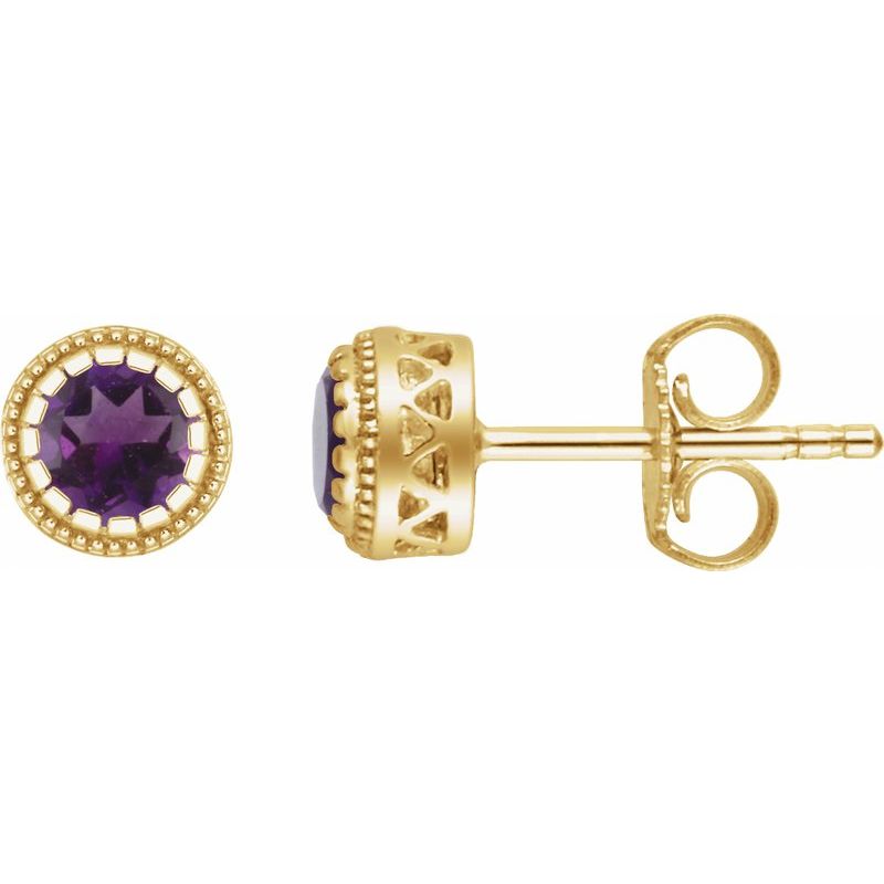 Milgrain Bezel-Set Birthstone Stud Earrings