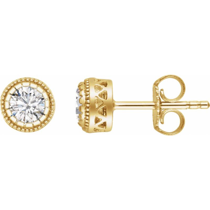Milgrain Bezel-Set Birthstone Stud Earrings