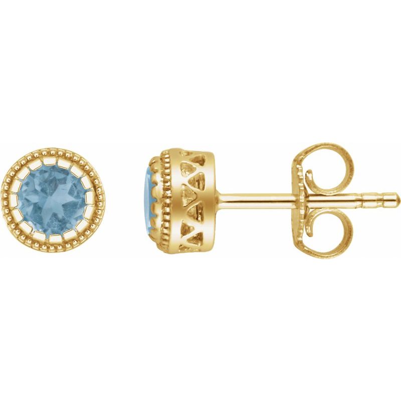 Milgrain Bezel-Set Birthstone Stud Earrings