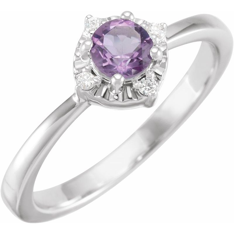 Halo-Style Birthstone Ring